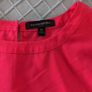 Hot Pink Banana Republic Drapery Cap-Sleeve Keyhole Back Top - XL